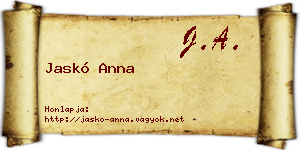 Jaskó Anna névjegykártya